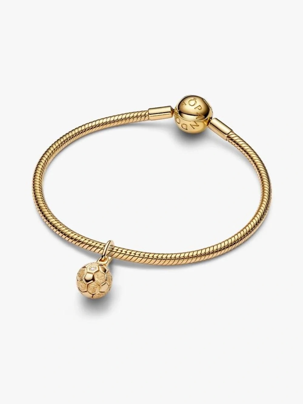 Pandora Gold Soccer Ball Charm Bracelet with Snake Chain